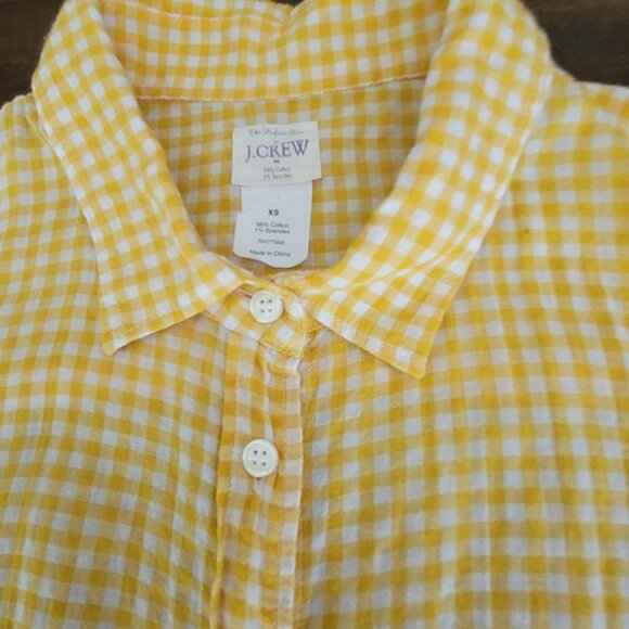 J. Crew The Perfect Shirt Women's Size XS Yellow Button Down Plaid - Picture 2 of 10
